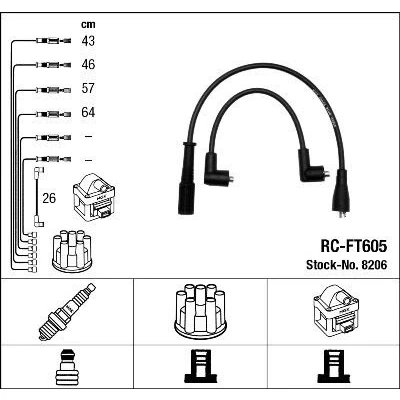 Imagen de NGK 8206 Juego de Cables Encendido 5 LANCIA: Dedra Berlina