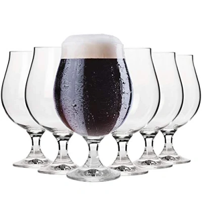 Imagen de Krosno Oscura Copas de Cerveza Conjunto 6 Piezas 500 ML Colección Elite Perfectos para Uso en Casa y Fiestas Apto Lavavajillas