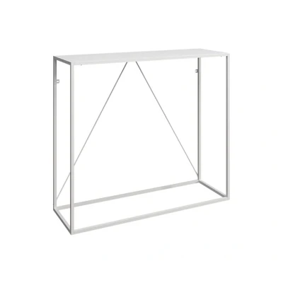 Imagen de [en.casa] Mesa Consola Mueble de Entrada Moderno Robusto para Oficina Pasillo Recibidor Montaje Rápido Acero 90 x 30 80 cm Blanco