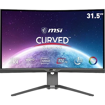 Imagen de MSI mag 325CQRF QD, Monitor Gaming Curvo 31.5&quot;, 2560 x 1440 (WQHD), 170 Hz, 16:9, 300 nits, 1 ms de Respuesta, Curva 1000R, Negro