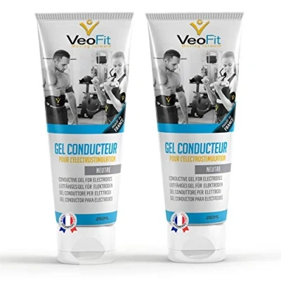 Imagen de VeoFit Gel Conductor 250mL X 2 electrodos Electroestimulacion EMS y TENS, de Contacto para Electroestimulador Muscular Mejora el Protege la Piel Fabricado en Francia