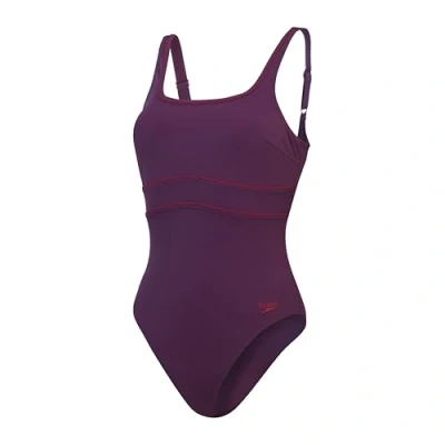 Imagen de Speedo Bañador Moldeador de 1 Pieza ContourEclipse Traje baño para Las Vacaciones y la Playa Mujer, Ciruela Dandy/Rojo Vasco, 32