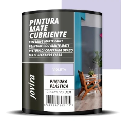Imagen de JOVIRA PINTURAS Pintura Mate Cubriente 24 colores interior exterior con excelente poder cubriente. (750 Mililitros, Violeta)
