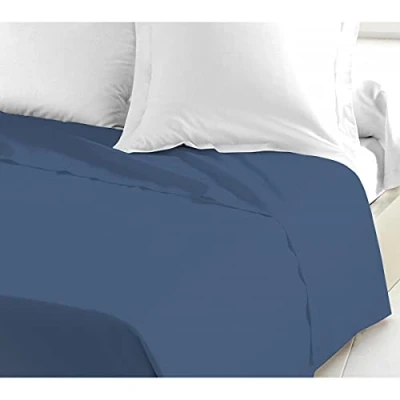 Imagen de Home Linge Passion Sábana Plana, 100% algodón de 57 Hilos, Color Azul Intenso, 180 x 290 cm