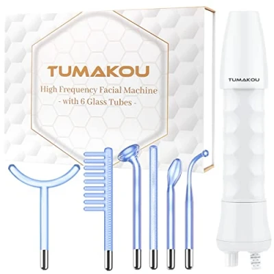 Imagen de Alta Frecuencia Estetica Facial TUMAKOU Dispositivo Portátil de con 6 varitas Azul Masaje Para El Cuidado la Cara y Piel