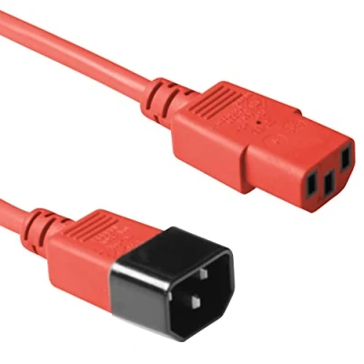 Imagen de ACT IEC Cable 1.8m, C13 to C14 Extension, Plug Socket 3 Pin AK5106 Red