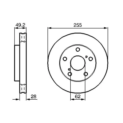 Imagen de BOSCH 0 986 478 726 Disco de freno 255 28 5 114,3 ventilado, ventilación interna aceitado TOYOTA: Picnic, Camry III Berlina
