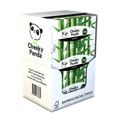 Imagen de Caja de pañuelos faciales bambú The Cheeky Panda, paquete múltiple 12 cajas (960 pañuelos) suaves, fuertes y sostenibles (el embalaje puede variar)