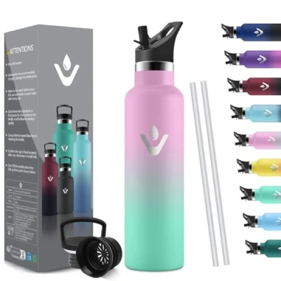 Imagen de HoneyHolly Botella Termica 750 ML, Reutilizable Sin BPA, Agua Acero Inoxidable, Aislamiento Al Vacío de Doble Pared, Cantimplora para Adultos, Deporte, Oficina, Yoga