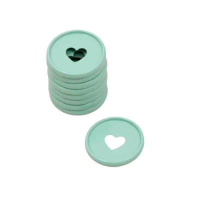 Imagen de Craftelier Anillas de Disco Metálicas M con Corazón Troquelado para Encuadernación Scrapbooking Planners, Agendas, Cuadernos o Álbumes Paquete 9 uds 35 mm Color Turquesa