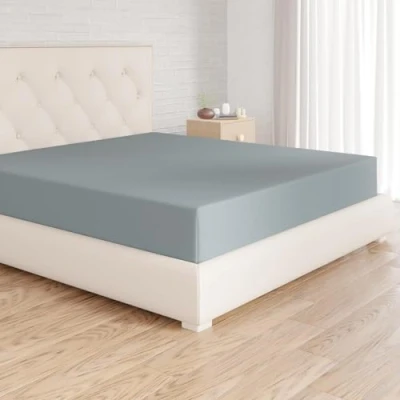 Imagen de Amazon Basics Sabana Bajera Ajustable, 180 x 200 30 cm, de Poliéster Microfibra, SPA Azul