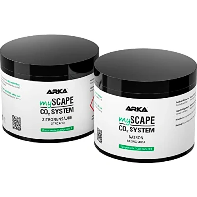 Imagen de ARKA Repuesto mySCAPE CO2 Set de para el Sistema Componente A: Ácido cítrico &amp; B: Bicarbonato Sodio Acuarios Agua Dulce Aquascaping (2X 400 g)