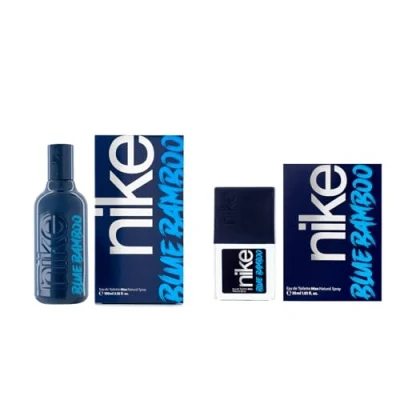 Imagen de NIKE Blue Bamboo, Colonia Hombre, Promoción 100 ml + 30 ml, Pack 2 Productos, Perfume Formato Spray, Eau de Toilette Natural y Masculina, Aroma Aromático Marino Amaderado, Fragancia Fresca