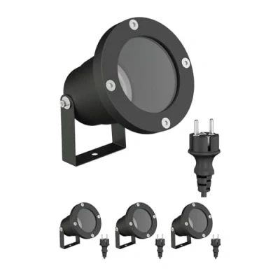 Imagen de ledscom.de 4 focos de jardín DUK para exteriores, IP65, enchufe, negro, 1x GU10 máx. 15W