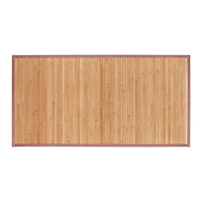 Imagen de Relaxdays Alfombra de bambú, Impermeable, Antideslizante, Borde Textil, 61 x 122 cm, Marrón Natural