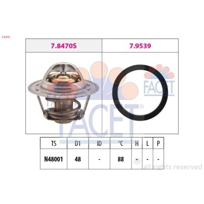 Imagen de FACET 7.8470 Termostato, refrigerante 88C 48mm Made in Italy OE Equivalent con junta FORD: FIESTA 3, Escort 6, Transit Mk3 Caja / Chasis