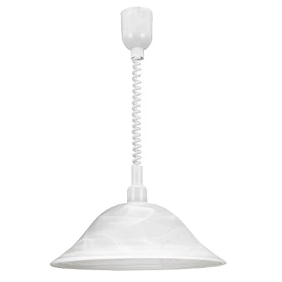 Imagen de EGLO Alessandra lámpara colgante blanca de 1 foco con cable en espiral, regulable altura, clásica plástico y cristal alabastro para cocina mesa comedor, casquillo E27