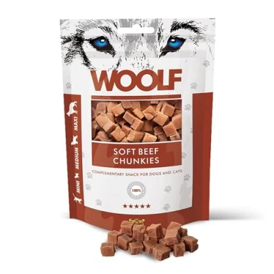 Imagen de Woolf Snacks de Ternera para Perro 100g. Premios, chuches Naturales con Forma pequeños Dados