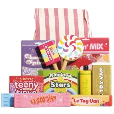 Imagen de Le Toy Van TV335 Juego Educativo de Dulces y Snacks para Niños, 2 Años, Bolsa Incluida, 12 Piezas, Juguete Montessori, Madera Certificada FSC Colores al Agua