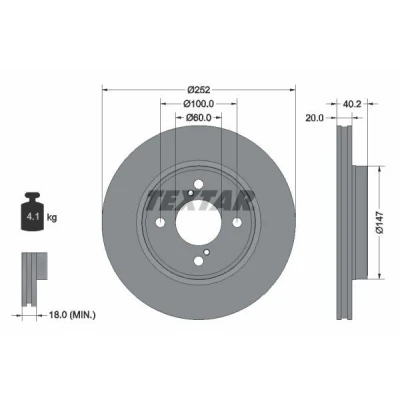 Imagen de TEXTAR 92303703 Disco de freno 252 20 04/06 100 ventilación interna revestido sin perno sujeción rueda, buje rueda SUZUKI: SWIFT 5
