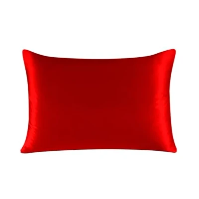 Imagen de townssilk Funda de almohada seda morera 100 % pura 19 mommes, en ambos lados, para cabello y piel, salud, cremallera oculta, 1 pieza, 50 x 75 cm, color rojo