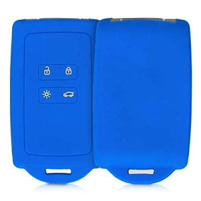 Imagen de kwmobile Funda de Silicona Compatible con Renault Llave Coche Smart Key 4 Botones (Solo Keyless Go) Carcasa Protectora para Llavero Case Mando Auto Azul