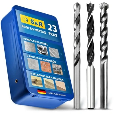 Imagen de S&amp;R Juego de Brocas para Pared y Hormigón/Metal/Madera. 15/23 (23 Mixta)