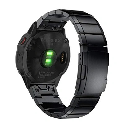 Imagen de YOOSIDE Fenix 5X/Fenix 5X Plus Correa de reloj ajuste rápido, 26 mm metal acero inoxidable con hebilla seguridad para Garmin 7X, 6X, 3,Tactix Bravo, negro