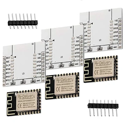 Imagen de AZDelivery 3 x ESP8266 ESP 12F versión Mejorada a 12E WLAN WiFi Module con Placa Adaptadora Compatible Arduino y Raspberry Pi E Book Incluido!