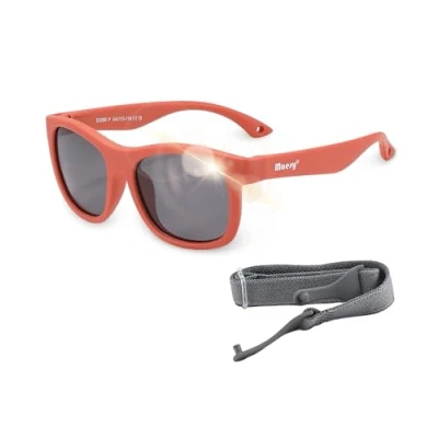 Imagen de Maesy Gafas de sol Luca Baby 1 3 años Flexibles Correa elástica ajustable Protección polarizada UV400 Niños y niñas pequeños Cuadradas (Terracota)