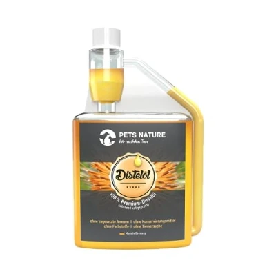 Imagen de Pets Nature Aceite de Cardo para Perros y Gatos Puro Premium Rico en ácido graso Omega 6 linoleico 100% Natural, prensado frío, Fabricado Alemania (500 ml)