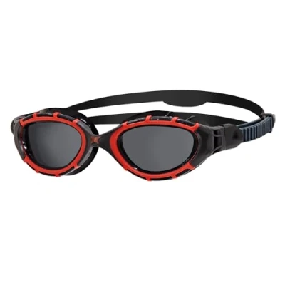 Imagen de Zoggs Unisex Predator Flex Polarized Smaller Fit Gafas de natación, Red/Black/Smoke Polarized, S