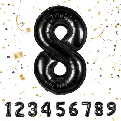 Imagen de Globos de Cumpleãnos 8 Negro,101 CM Globo Numeros Gigantes Grandes Decoracion,Globo Numero 8,Globos Niño Niña Adultos,Vuelan con Helio