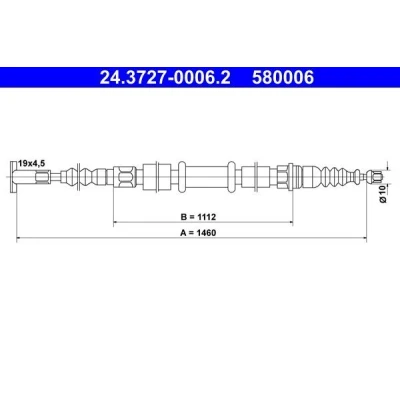 Imagen de ATE 24.3727 0006.2 Cable de Freno Mano 1460