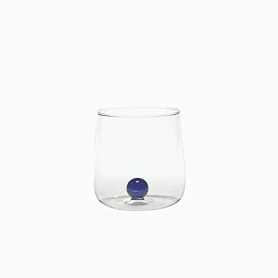 Imagen de Zafferano Bilia Vaso Tumbler de Vidrio Transparente Hecho a Mano, Decorado con una Bola Color en el Interior, cl 44 h 90mm d 88mm, Juego 6 Piezas Azul
