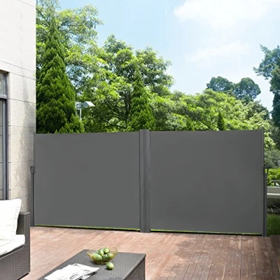 Imagen de Toldo Lateral Doble Exterior contra Viento, Sol y visión Gris 160 x (2x300) cm