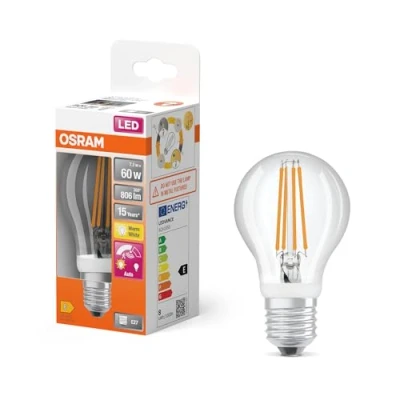 Imagen de OSRAM Lámpara LED Star+ con sensor de movimiento, E27 base, Óptica filamentos,Blanco cálido (2700K), 806 Lumen, sustituto 60W iluminante 1 paquete