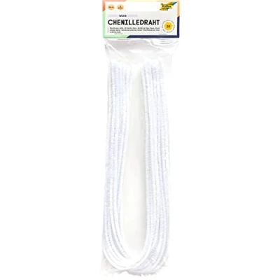 Imagen de folia Alambre de Chenilla, 10 Piezas en Blanco, diámetro 8 mm y 50 cm Largo, Ideal para niños Manualidades Animales, Figuras Otras Formas, Color (MAX Bringmann KG 77800)