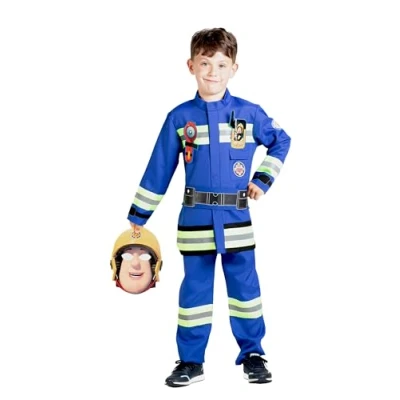 Imagen de Ciao Sam el Bombero Nuevo Uniforme disfraz niño original (Talla 5 7 años) con máscara