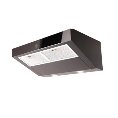 Imagen de respekta CH12060 S 21 campana extractora cabeza libre, inferior 60 cm, de metal negro con frente vidrio negro, función recirculación aire, A+, 55 64 dB