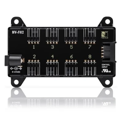 Imagen de Noctua NA FH2, Hub de 8 Puertos para Ventiladores 5V, 12V o 24V, Hasta una Potencia Total 60W con Fuente Alimentación Opcional a Través Conector Cilíndrico 5,5 mm (Negro)
