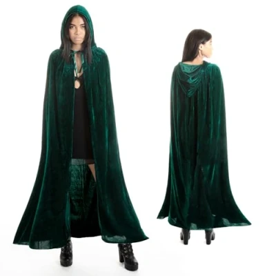 Imagen de various Largo Capa Verde con Capucha Terciopelo Disfraz de Vampiro Halloween Medieval para Fiesta Carnaval y Adulto Mujer Hombre 170cm