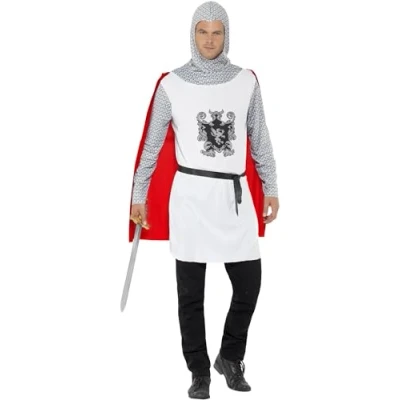 Imagen de Smiffys Traje de Caballero, Economía, Blanco, Top con Capa, Cinturón y Capucha