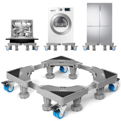 Imagen de WUFANC Base Lavadora Con 8 Patas Y 4 Ruedas, Soporte Secadora Antideslizante Amortiguadora, TamañO Ajustable(41 66 Cm), Plataforma Ruedas Capacidad (Carga de 500 KG)