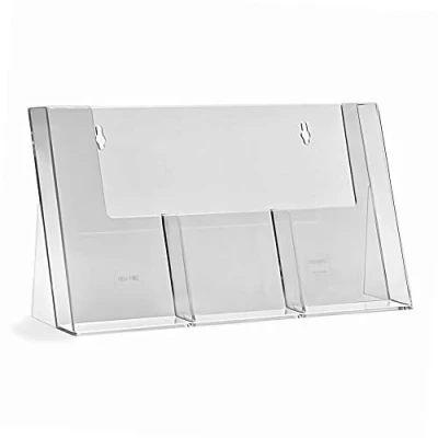 Imagen de TAYMAR Soporte para folletos de mesa con 3 compartimentos DIN largo (DL), transparente