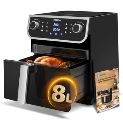 Imagen de Aigostar Freidora aire XXL, 8 litros Air Fryer con ventana de visualización, 12 funciones,pantalla LED táctil, caliente libro recetas, lavavajillas seguro, Sin BPA, 1700 W