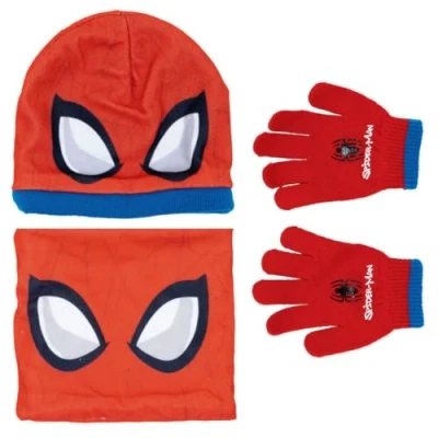 Imagen de Gorro, Bufanda Tubular y Guantes Spiderman para Niños Set de Invierno Conjunto Braga Cuello con Forro Polar Sherpa