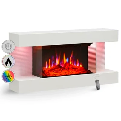 Imagen de BALDERIA Chimenea eléctrica de pie IDA Efecto Llama 3D Calefacción 1800 W con Mando a Distancia, Control Arranque, Temporizador y termostato