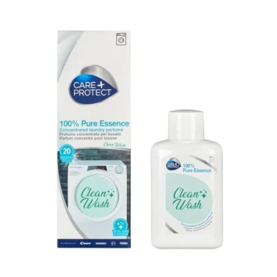 Imagen de CARE + PROTECT Clean Wash, Esencia 100% Pura, Fragancia de Lavandería para Lavadoras, Concentrada Ropa y Ropa, Fórmula Activa Larga Duración, hasta 5 semanas, 20 ciclos, 100ml