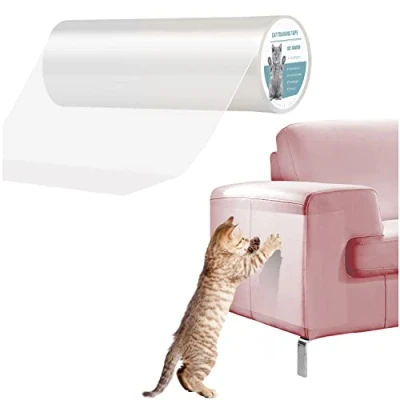 Imagen de Pidsen Protector de Muebles Gatos, Cinta Adhesiva Anti Arañazos Puertas Transparente Autoadhesivas Gato para Gatos y Perro, Protección Invisible Sofá Mueble 20x500 cm